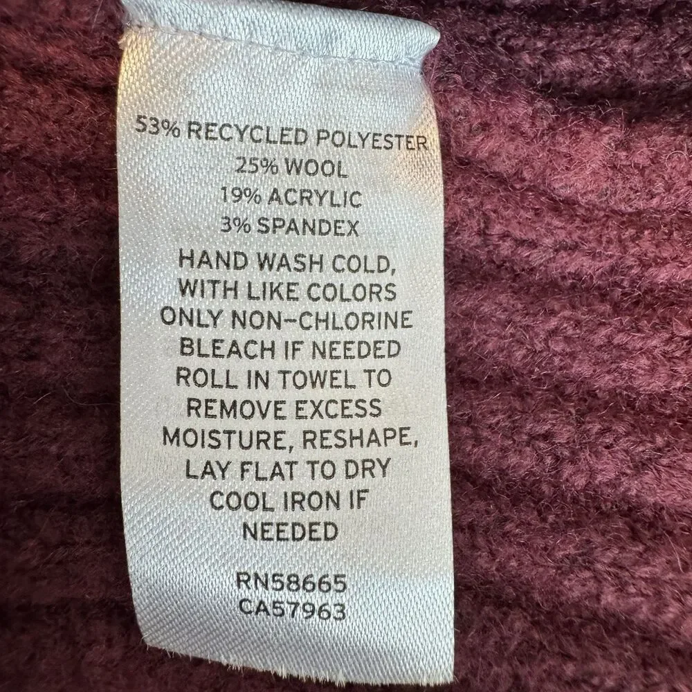 Halogen Sweater Women S Burgundy Square Neck Balloon Sleeve Wool Blend Cropped